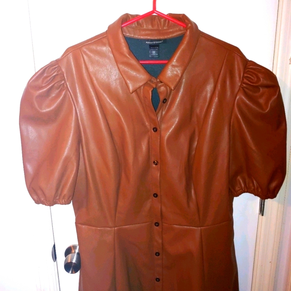Ashley Stewart brown leather dress